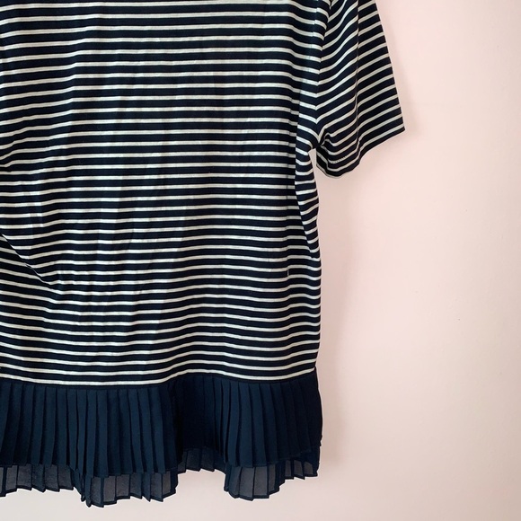 J. Crew Navy 100% Cotton Navy Blue & White Striped Pleated Top Xsmall Women’s - Picture 9 of 12